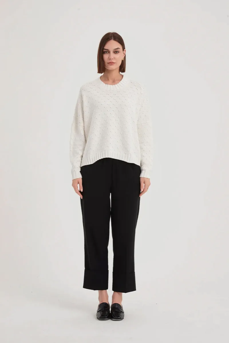 Textured Spot Knit Ivory