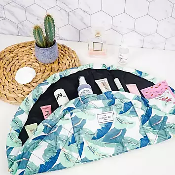 The Flat Lay Co. Tropical Leaves Open Flat Makeup Bag | Kaleidoscope