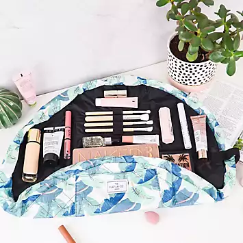 The Flat Lay Co. Tropical Leaves Open Flat Makeup Bag | Kaleidoscope