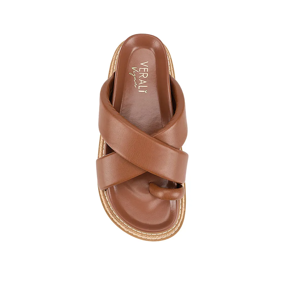 Thelma Flatform Slides - Cognac Brown