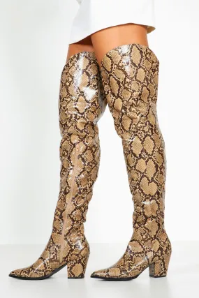 Thigh High Snake Western Boots