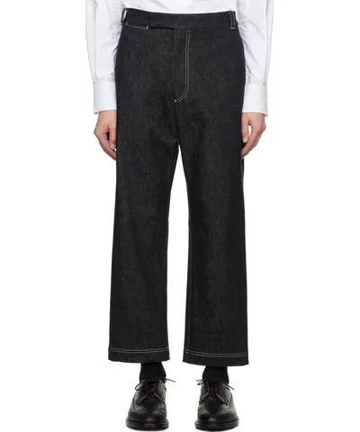 Thom Browne Black Washed Unconstructed Denim Trousers