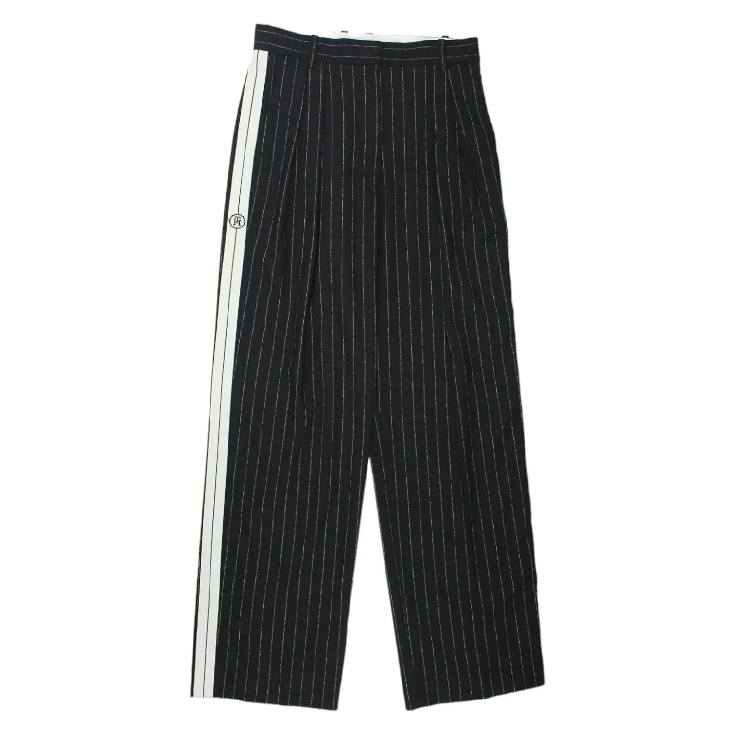 Tommy Hilfiger Black Relaxed Straight Pinstripe Trousers