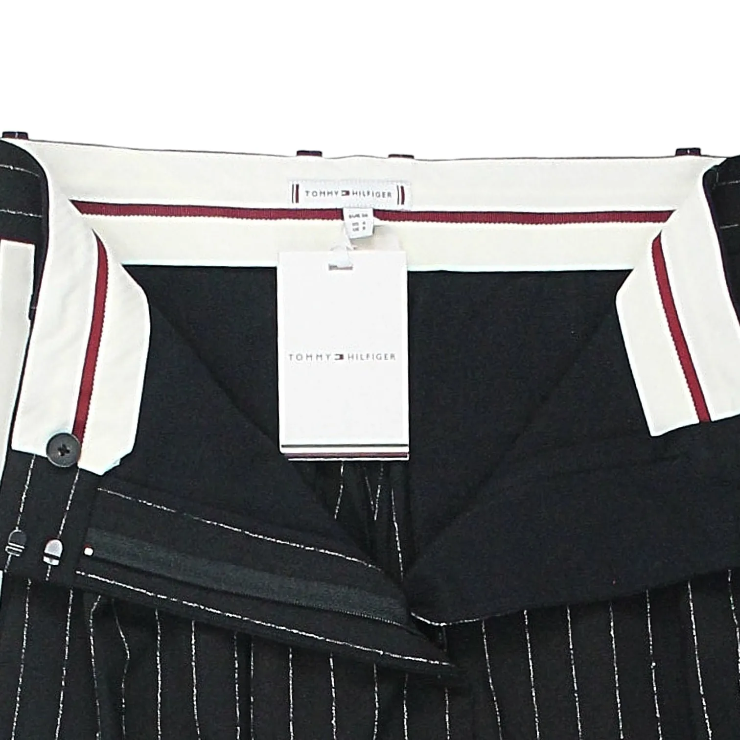 Tommy Hilfiger Black Relaxed Straight Pinstripe Trousers