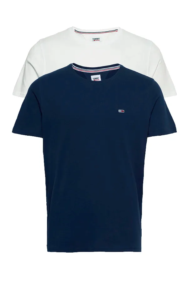 Tommy Hilfiger Regular 2-Pack Tee White/Navy - Men's Cotton T-shirts - Shop Now