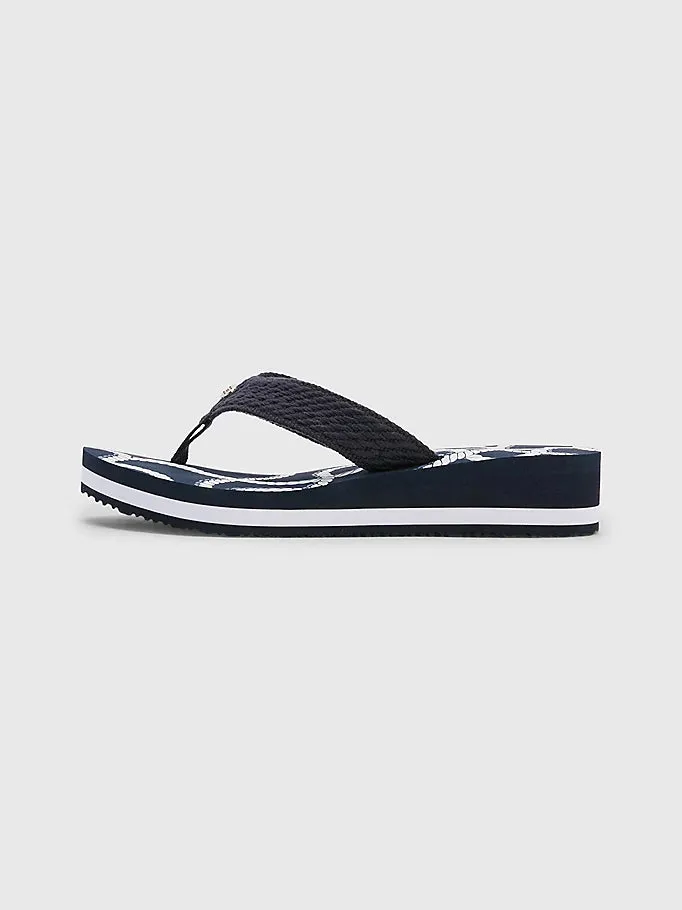 Tommy Hilfiger Navy Rope Wedge Flip Flop