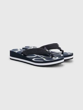 Tommy Hilfiger Navy Rope Wedge Flip Flop