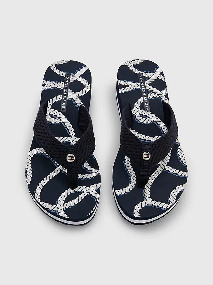 Tommy Hilfiger Navy Rope Wedge Flip Flop