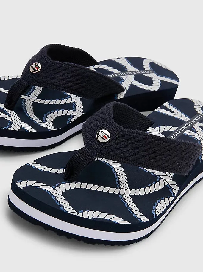 Tommy Hilfiger Navy Rope Wedge Flip Flop