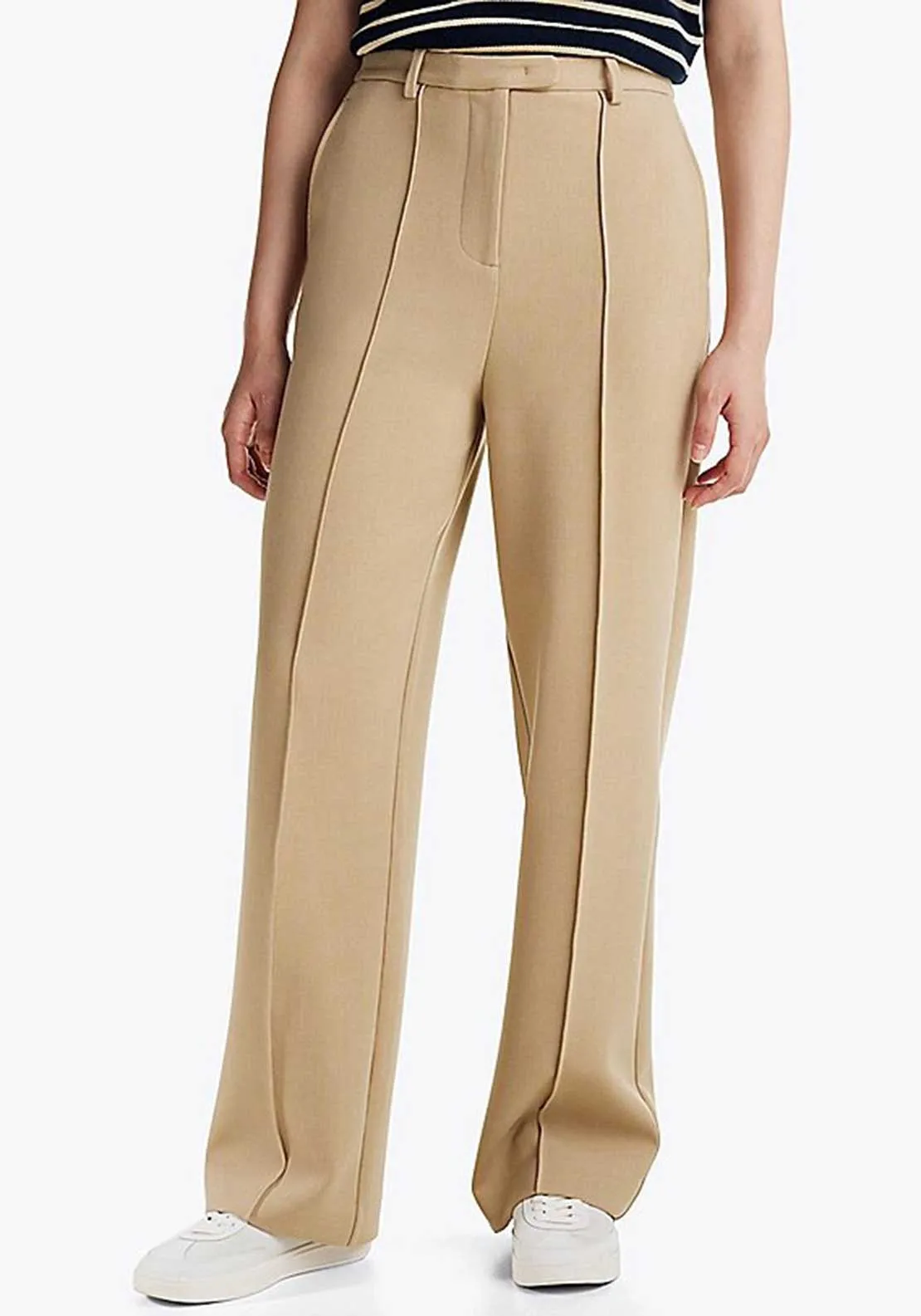 Tommy Hilfiger Seam Detail Straight Leg Trousers, Beige