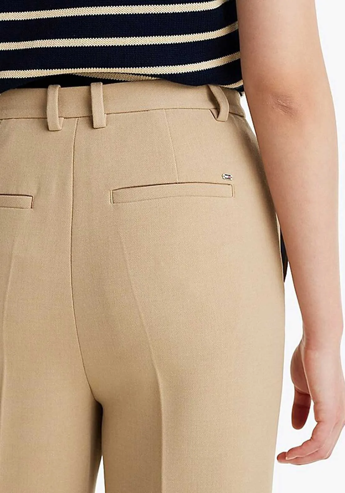 Tommy Hilfiger Seam Detail Straight Leg Trousers, Beige