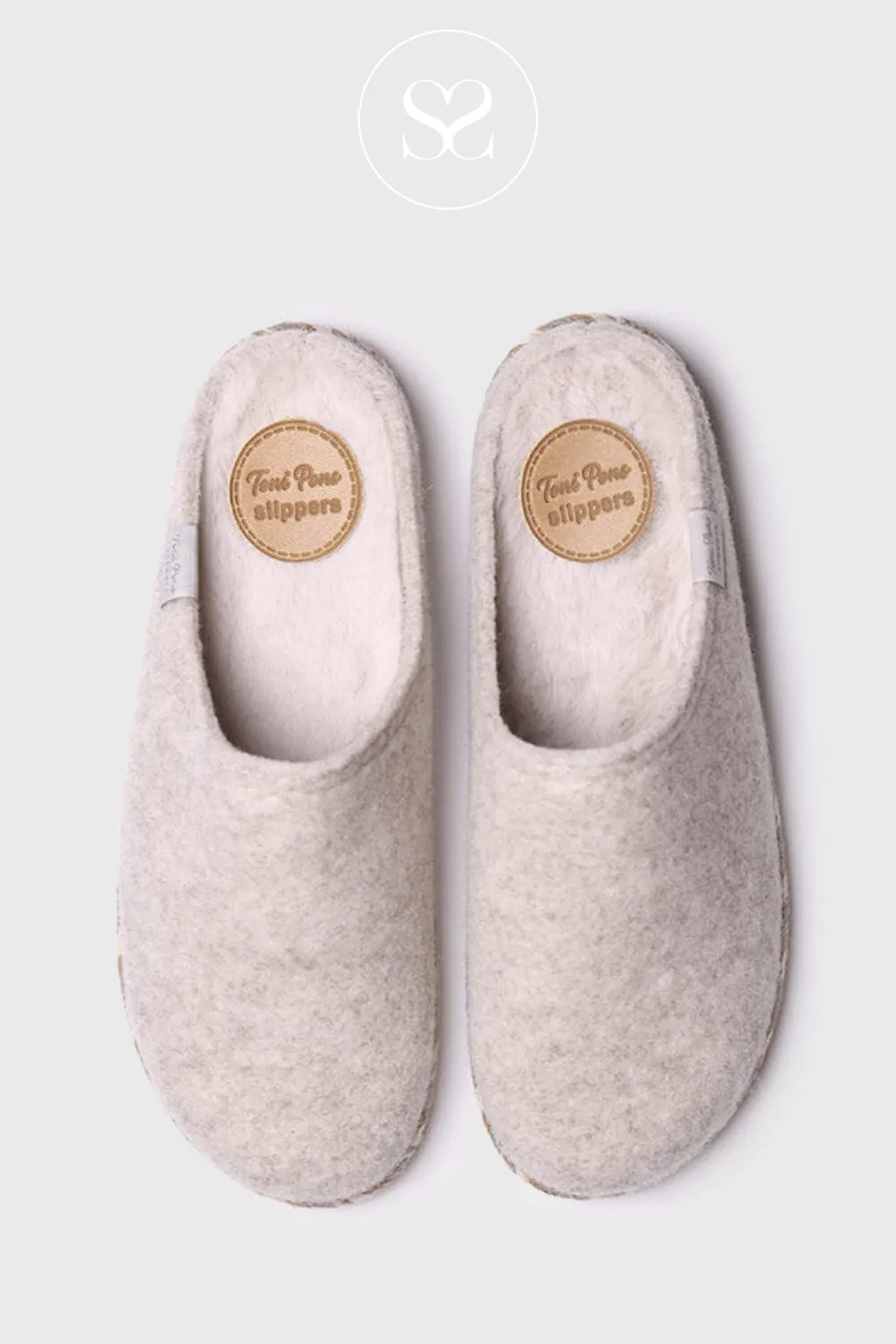 TONI PONS DELI-FP ECRU FAUX FUR SLIP ON SLIPPERS