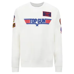 White Unisex TOP GUN Logo Sweater