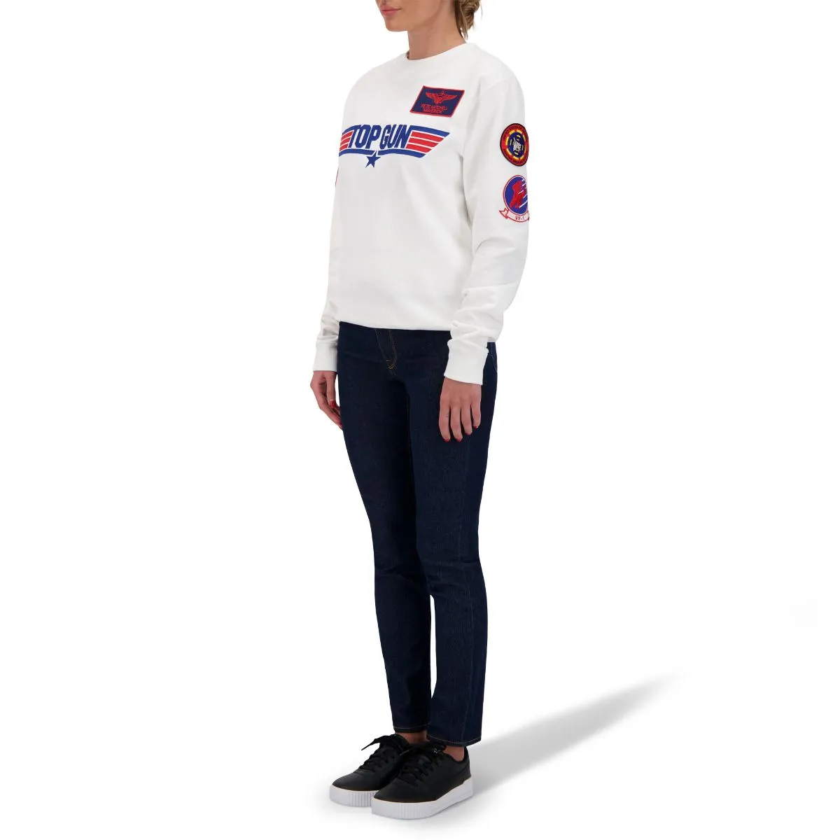 White Unisex TOP GUN Logo Sweater