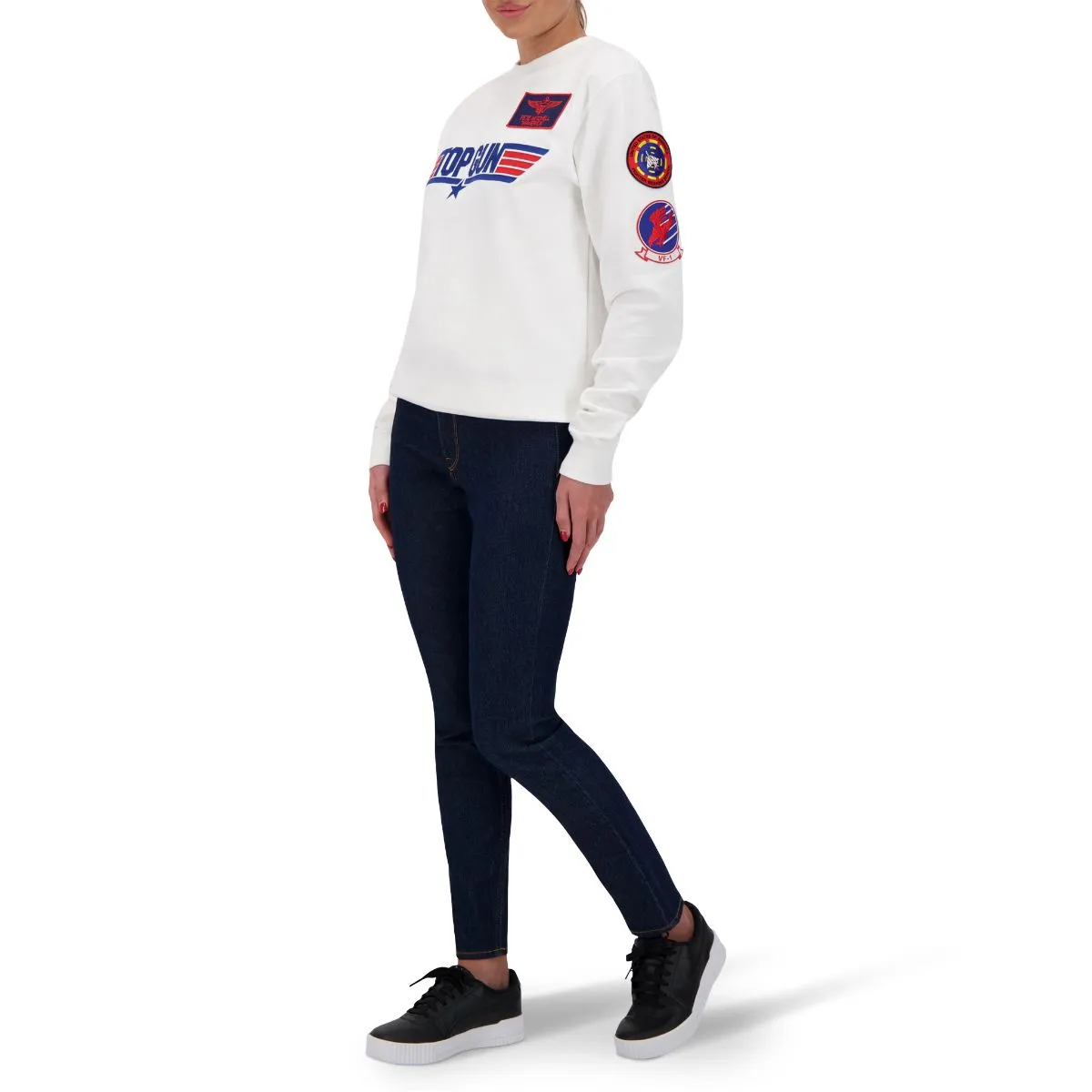 White Unisex TOP GUN Logo Sweater