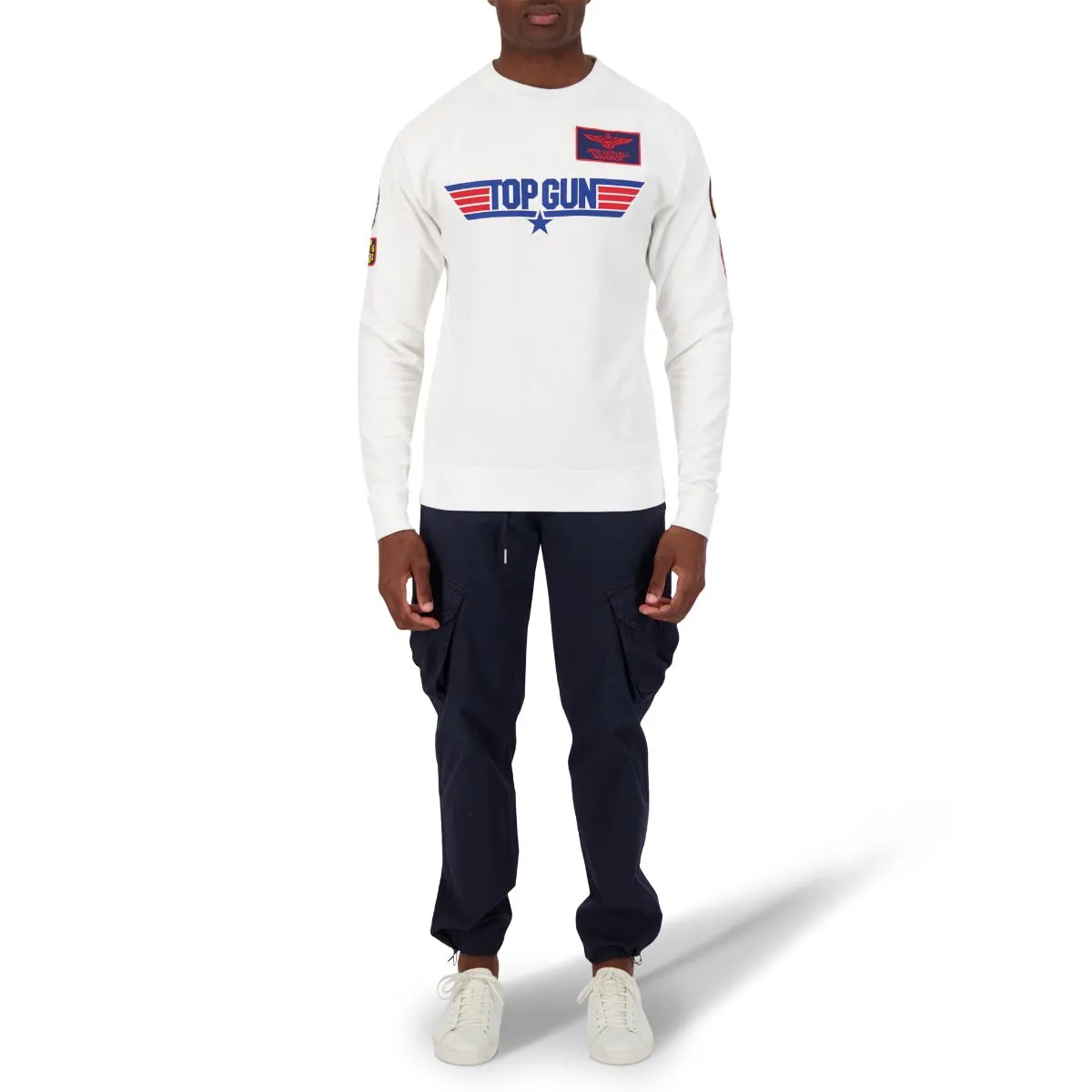 White Unisex TOP GUN Logo Sweater