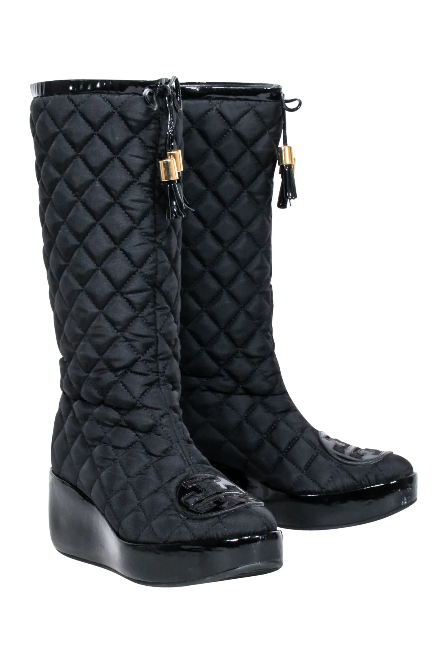 Tory Burch - Black Quilted Tall Weather Boots Sz 7.5