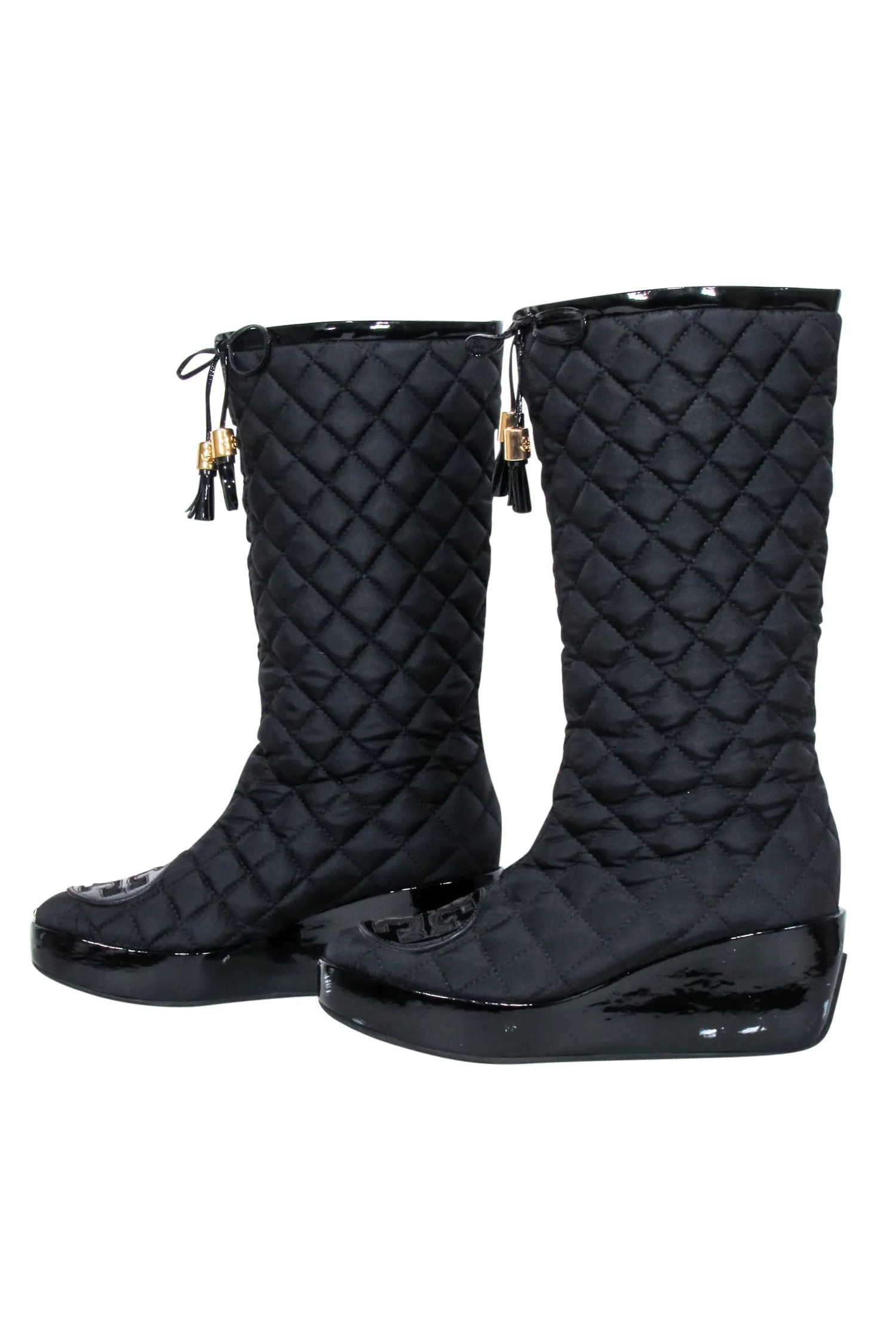 Tory Burch - Black Quilted Tall Weather Boots Sz 7.5