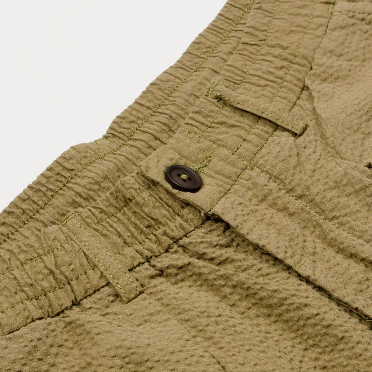 Universal Works Pleated Olive Cotton Seersucker Track Pants