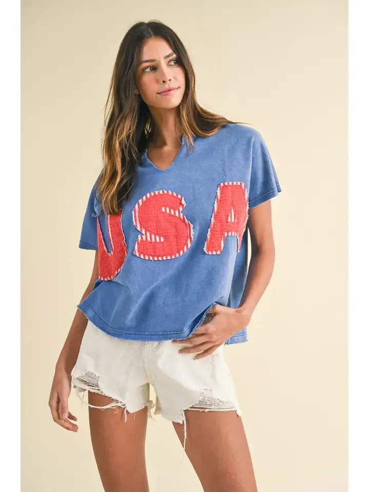 USA Distressed Terry Top - American Distressed Terry Shirt