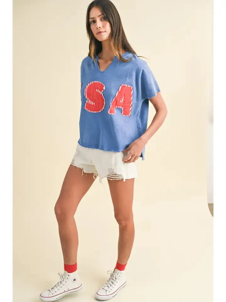 USA Distressed Terry Top - American Distressed Terry Shirt