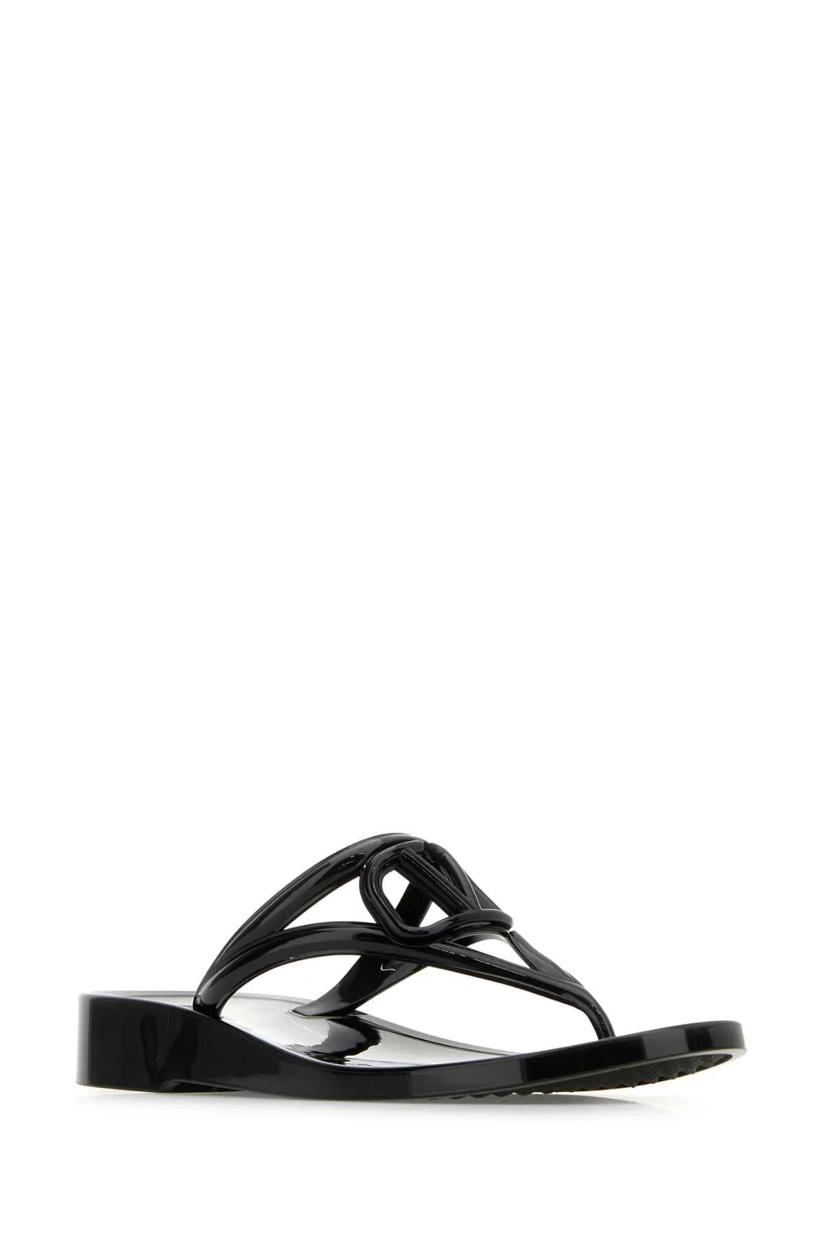 Valentino Garavani Black Rubber Thing Slippers