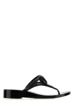 Valentino Garavani Black Rubber Thing Slippers