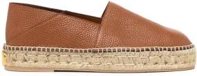 Valentino Garavani logo-plaque leather espadrilles Brown