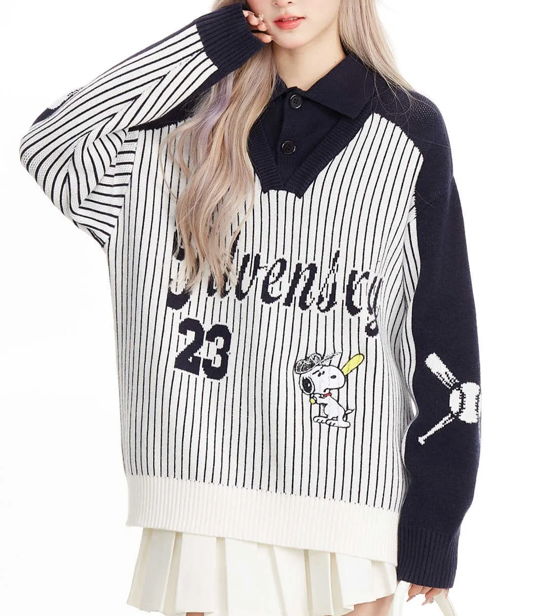 Varsity Charm | Embroidered Knit Sweater