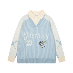 Varsity Charm | Embroidered Knit Sweater