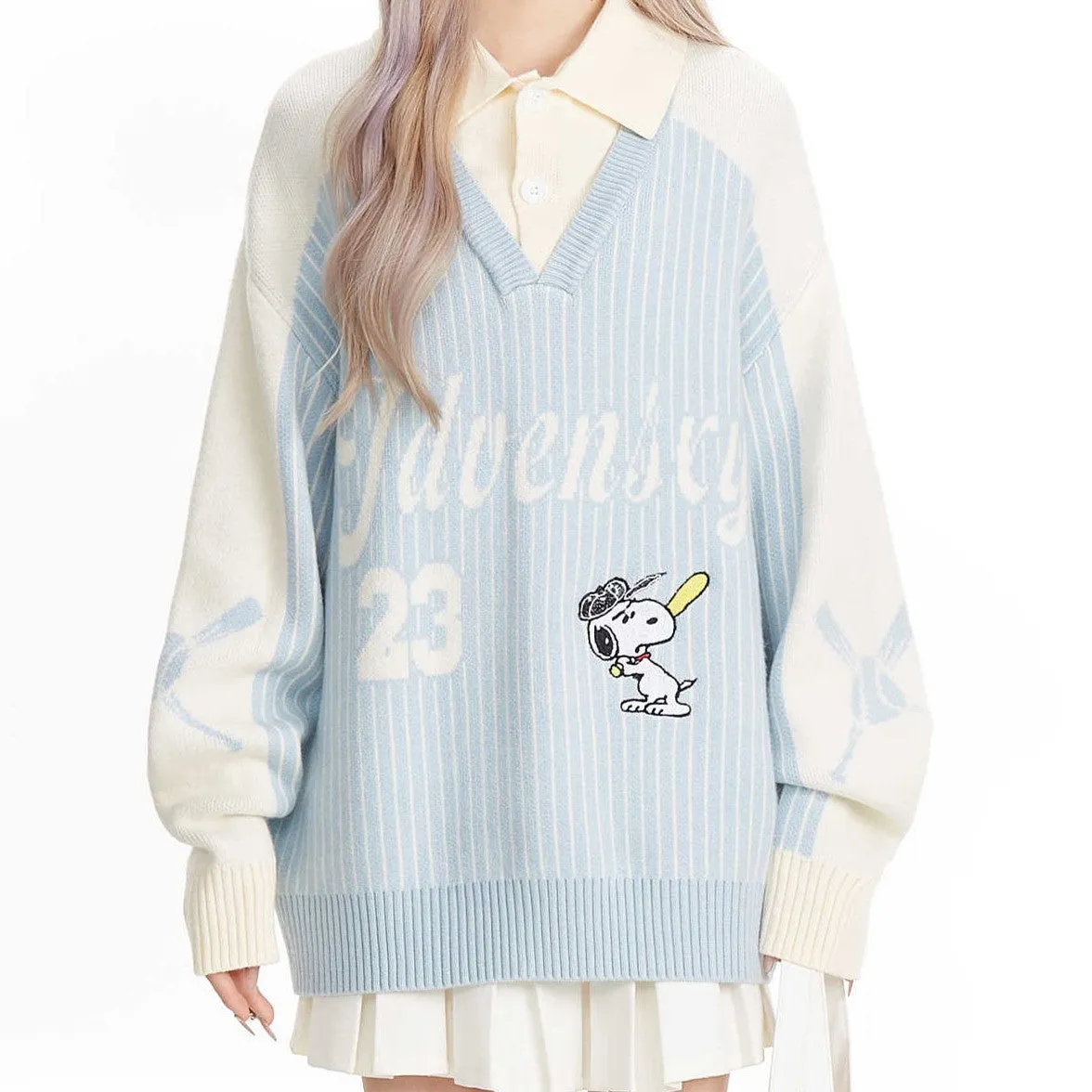 Varsity Charm | Embroidered Knit Sweater