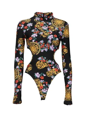 Graphic Printed Open-Back Bodysuit by Versace Jeans Couture