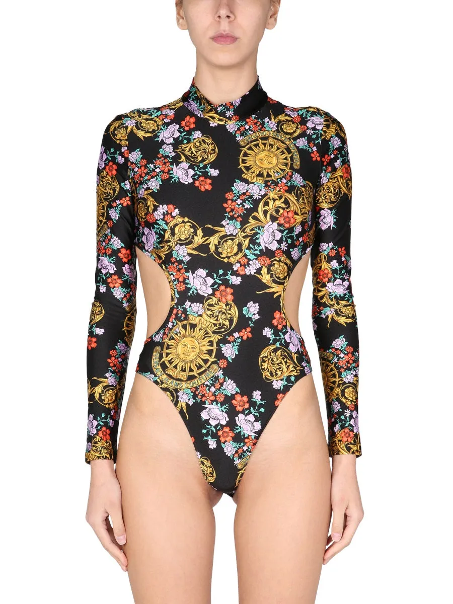 Graphic Printed Open-Back Bodysuit by Versace Jeans Couture