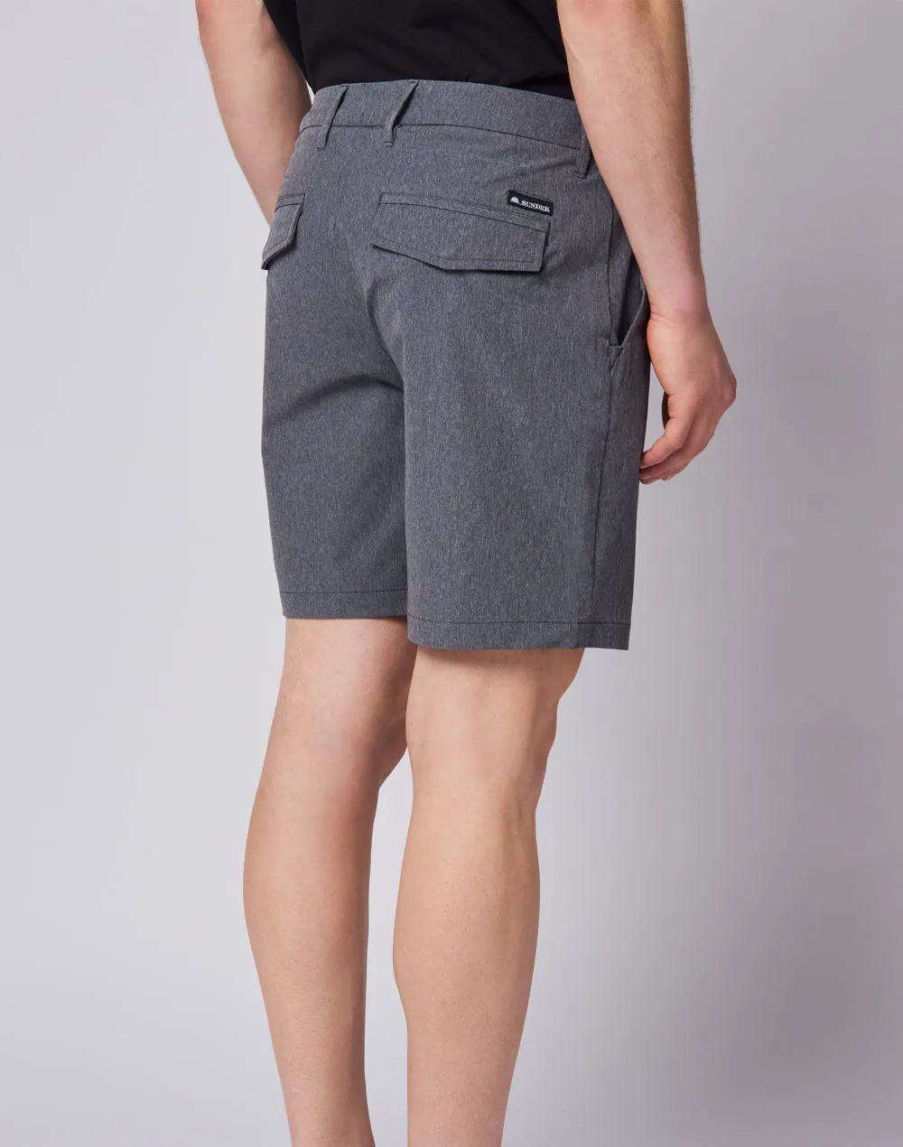 Water-Repellent Melange Fabric Walkshort