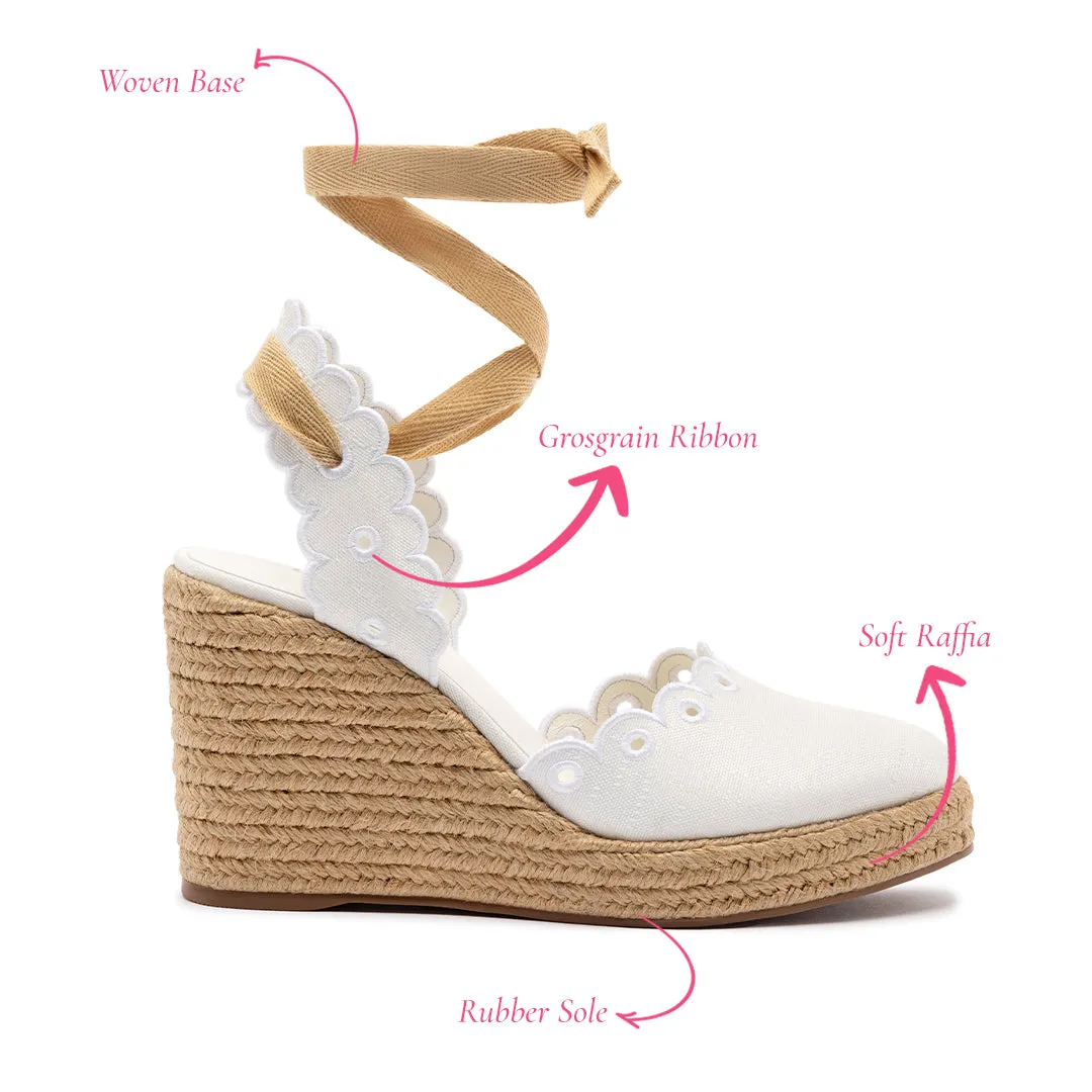 White Fabric Poppy Espadrille