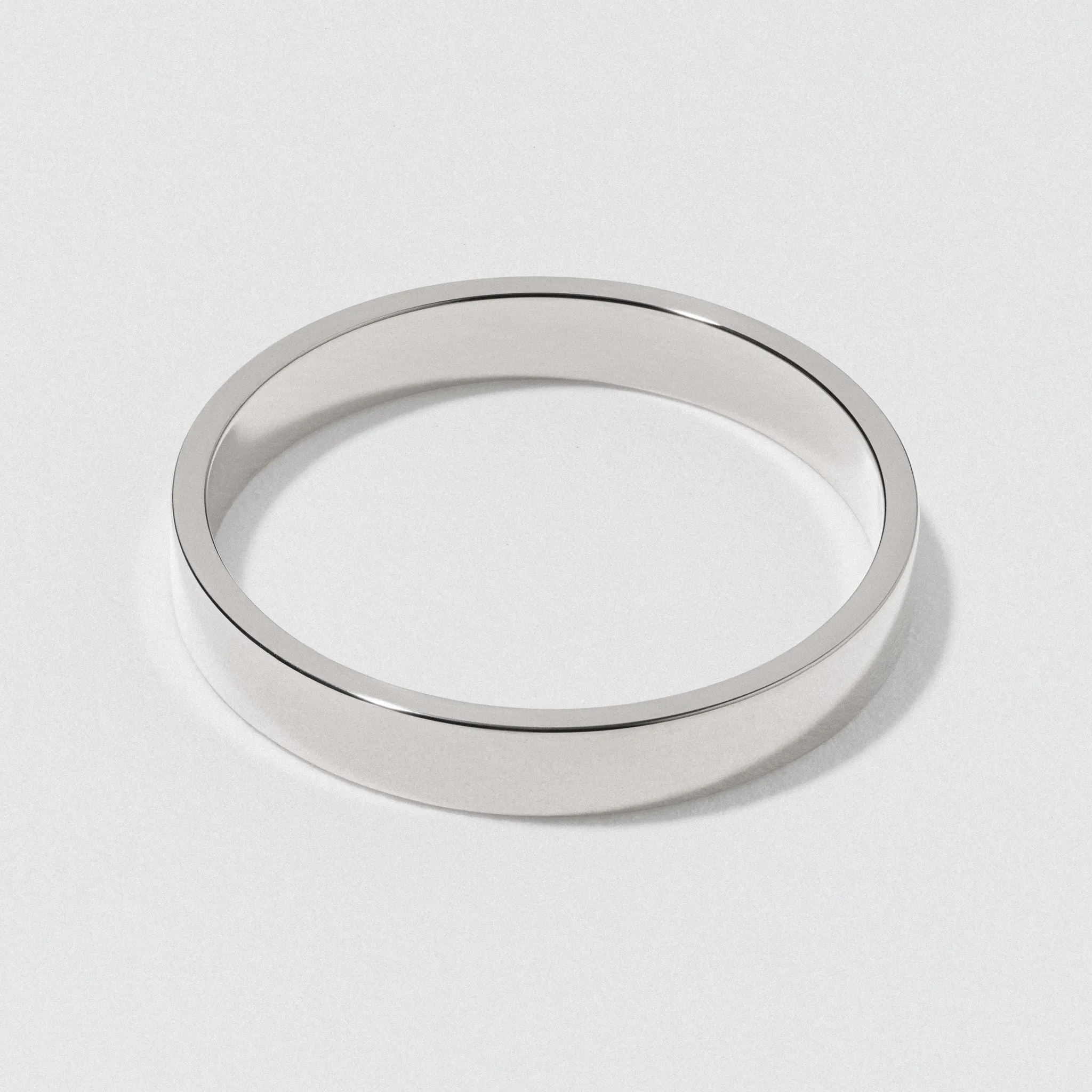 Polished 3mm White Gold Flat Wedding Band