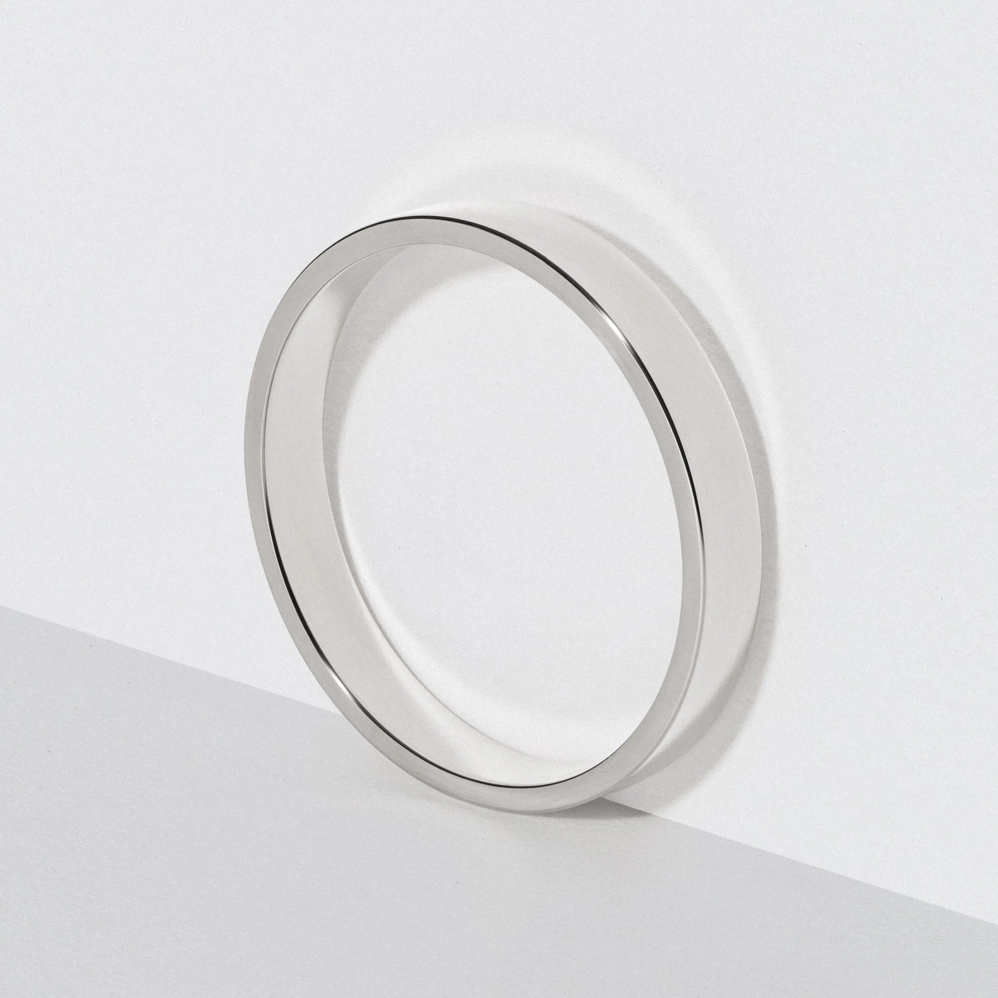 Polished 3mm White Gold Flat Wedding Band