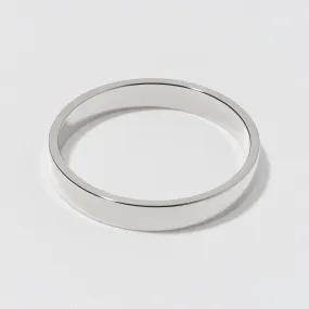 Polished 3mm White Gold Flat Wedding Band