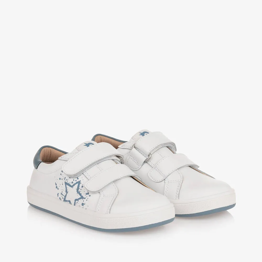 White Leather Velcro Trainers