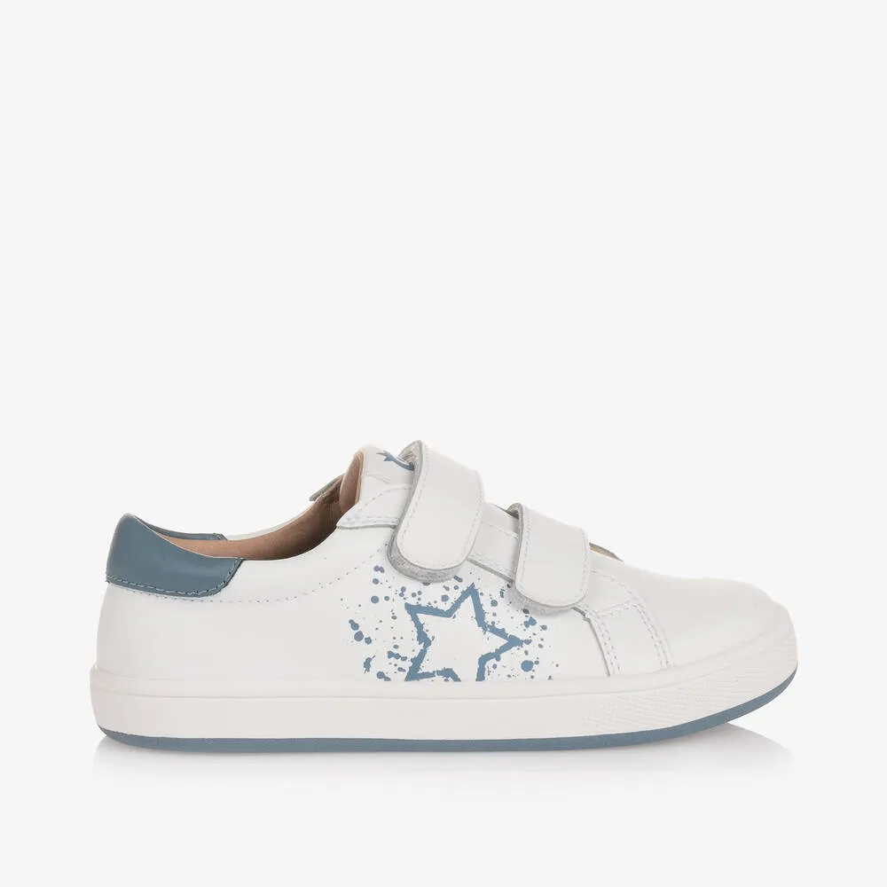 White Leather Velcro Trainers