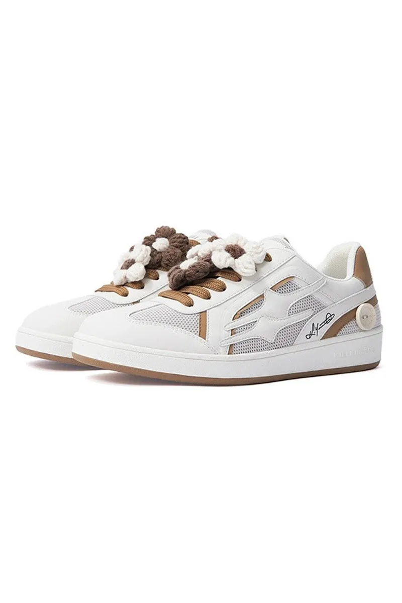 White Mocha Unisex Retro Low Top Trainers