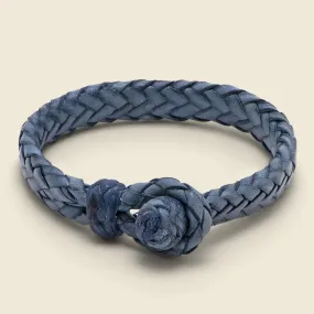 Wide Flat Weaved Bracelet - Blue