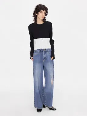 Wide Leg Jeans with Single Pleat