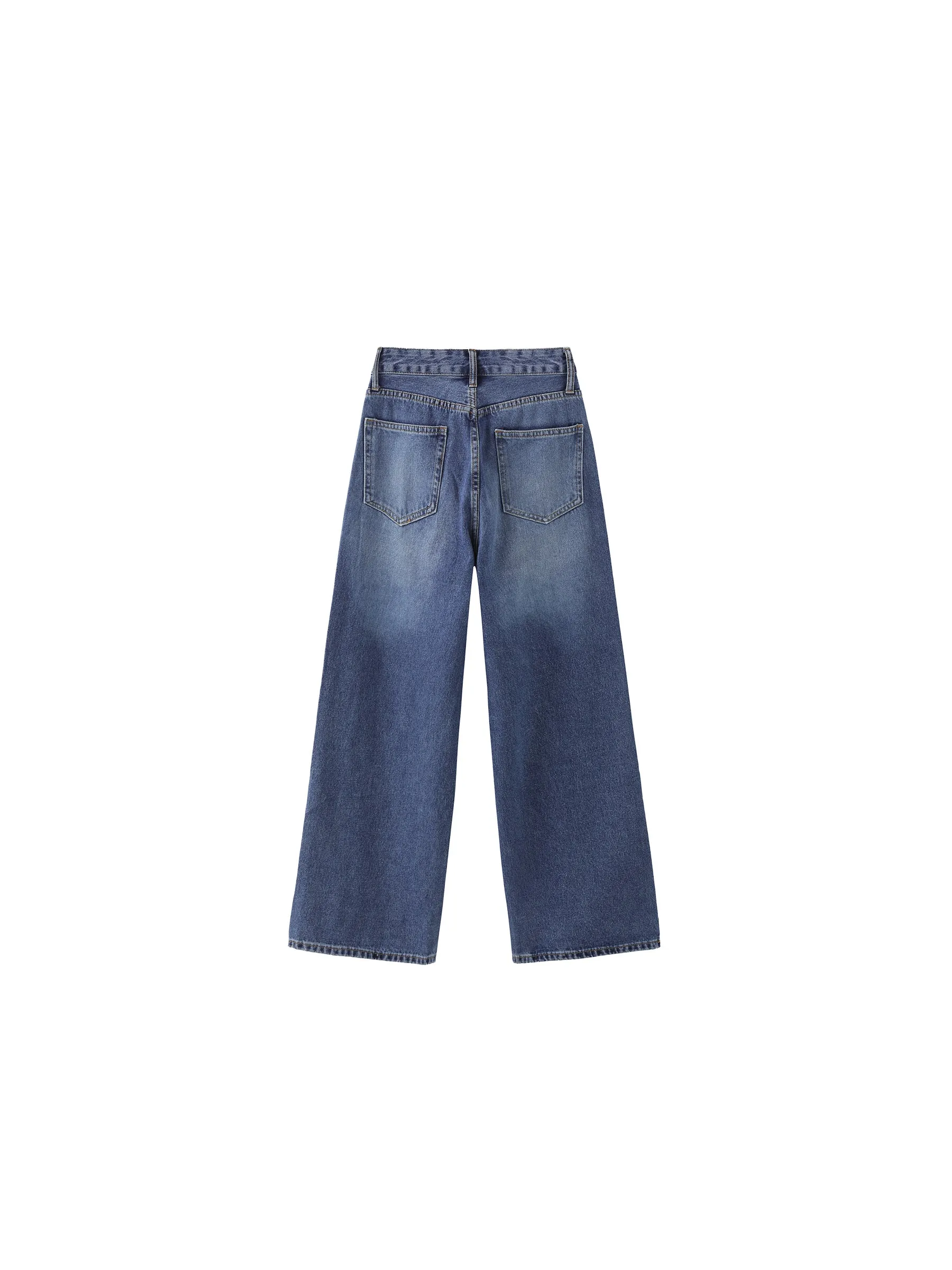 Wide Leg Jeans with Single Pleat