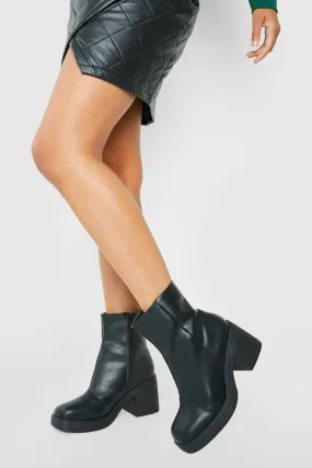 Wide Width Block Heel Platform Boots