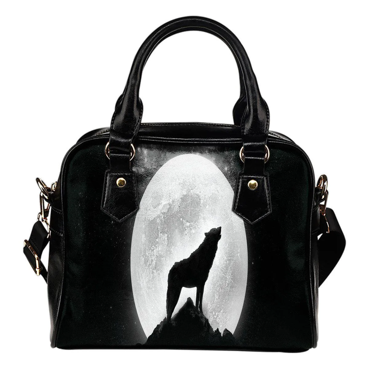 Wolf Howl Leather Shoulder Bag