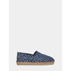 Woman's espadrilles in monogrammed denim with rubber sole