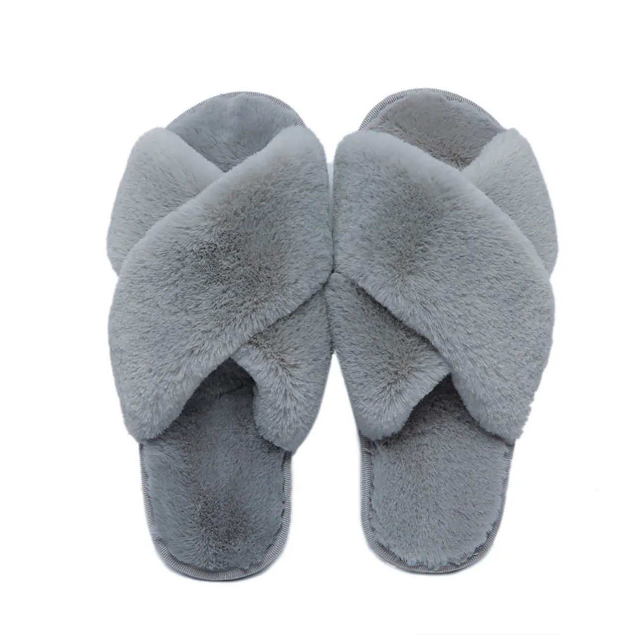 Women's Cozy Soft Plush Cross Strap House Slippers with Nonslip Soles