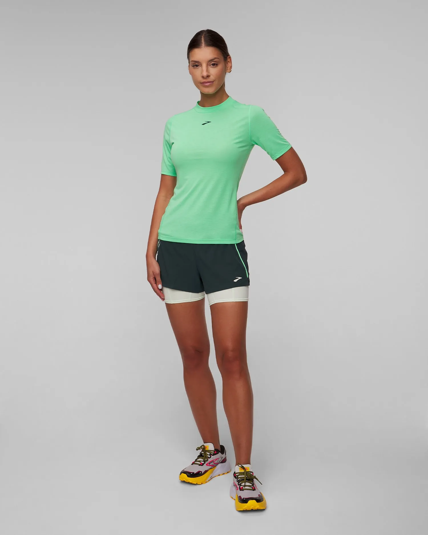 Women's running T-shirt Brooks High Point 221638353-hyper-green