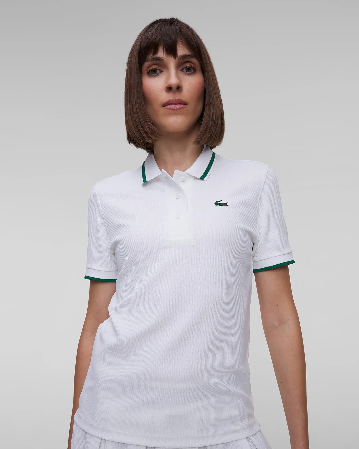 Women's white tennis polo Lacoste PF0965 pf0965-737